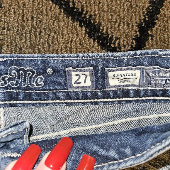 Miss Me Light Blue Jean Shorts with Embellished Sides - Picture 4 of 5